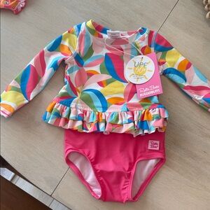 Ruffle Butts Vibrant Patterned Rashguard Set